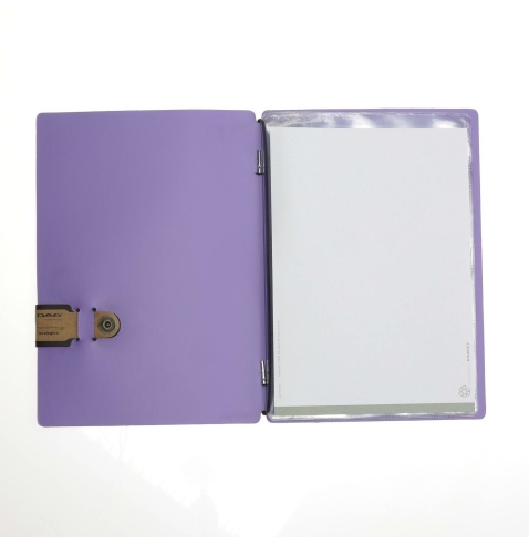 OUTLET - Porta menu in vera pelle rigenerata - formato 16,5x23,1 cm (GOLFO) - colore lilla - 2 buste