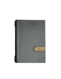 OUTLET - Porta menu in vera pelle rigenerata - formato 16,5x23,1 cm (GOLFO) - colore nero - 2 buste