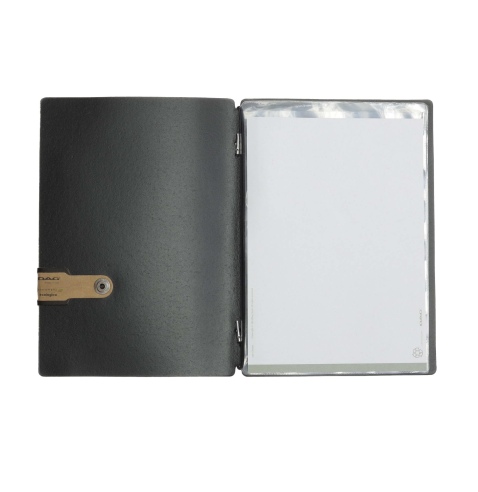 OUTLET - Porta menu in vera pelle rigenerata - formato 16,5x23,1 cm (GOLFO) - colore nero - 2 buste