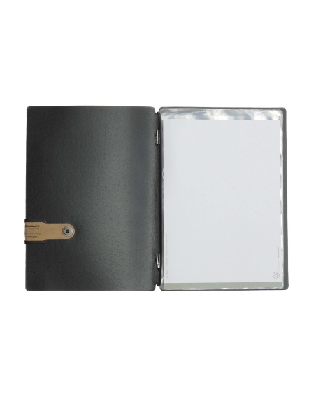 OUTLET - Porta menu in vera pelle rigenerata - formato 16,5x23,1 cm (GOLFO) - colore nero - 2 buste