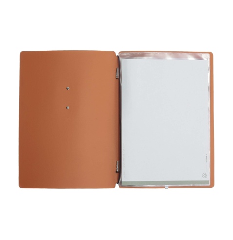 OUTLET - Porta menu in vera pelle rigenerata - formato 16,5x23,1 cm (GOLFO) - colore arancio - 2 buste