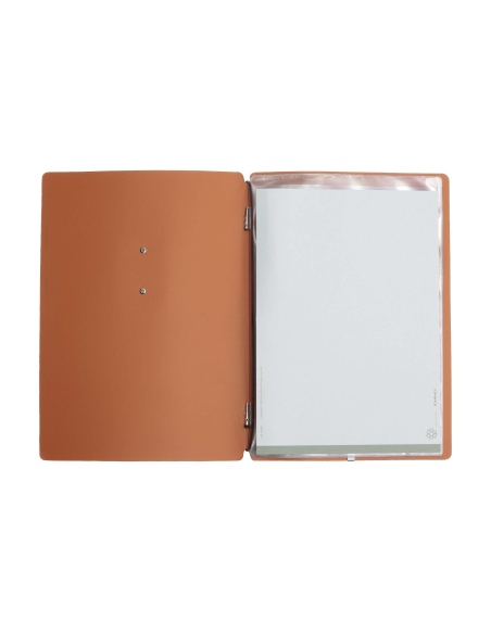 OUTLET - Porta menu in vera pelle rigenerata - formato 16,5x23,1 cm (GOLFO) - colore arancio - 2 buste
