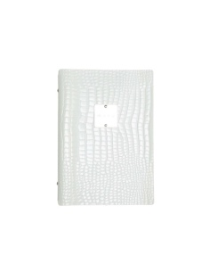 OUTLET - Porta menu in vera pelle rigenerata - formato 16,5x23,1 cm (GOLFO) - colore BIANCO KROKO - 2 buste