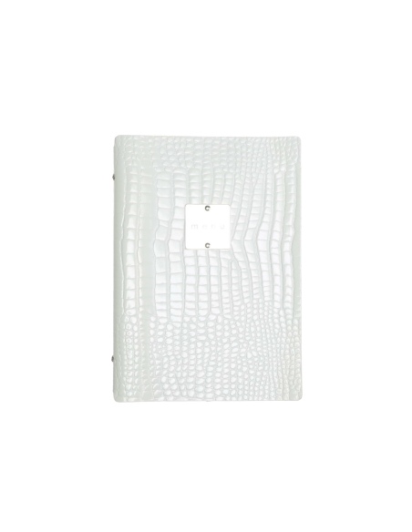 OUTLET - Porta menu in vera pelle rigenerata - formato 16,5x23,1 cm (GOLFO) - colore BIANCO KROKO - 2 buste