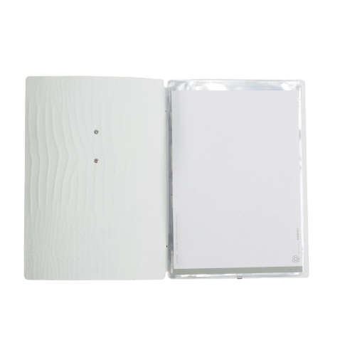 OUTLET - Porta menu in vera pelle rigenerata - formato 16,5x23,1 cm (GOLFO) - colore BIANCO KROKO - 2 buste