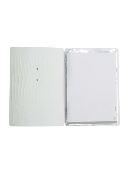 OUTLET - Porta menu in vera pelle rigenerata - formato 16,5x23,1 cm (GOLFO) - colore BIANCO KROKO - 2 buste