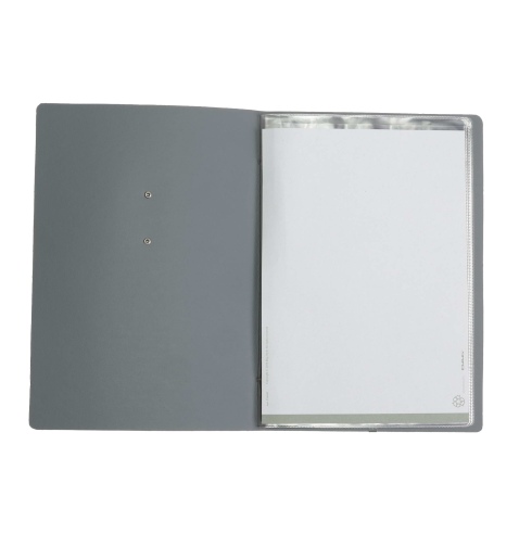 OUTLET - Porta menu in vera pelle rigenerata - formato 16,5x23,1 cm (GOLFO) - colore grigio - 2 buste