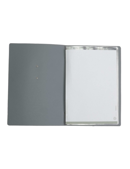 OUTLET - Porta menu in vera pelle rigenerata - formato 16,5x23,1 cm (GOLFO) - colore grigio - 2 buste