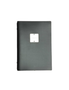 OUTLET - Porta menu in vera pelle rigenerata - formato 16,5x23,1 cm (GOLFO) - colore nero - 2 buste