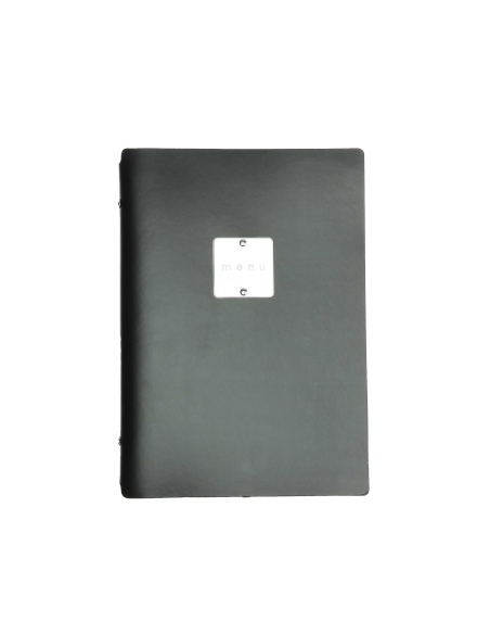 OUTLET - Porta menu in vera pelle rigenerata - formato 16,5x23,1 cm (GOLFO) - colore nero - 2 buste