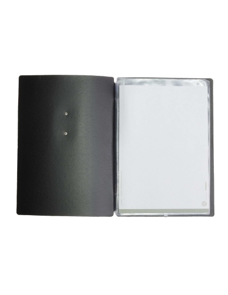 OUTLET - Porta menu in vera pelle rigenerata - formato 16,5x23,1 cm (GOLFO) - colore nero - 2 buste
