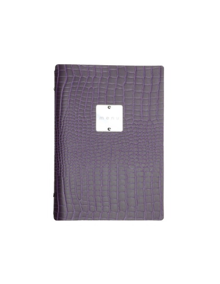OUTLET - Porta menu in vera pelle rigenerata - formato 16,5x23,1 cm (GOLFO) - colore viola - 2 buste