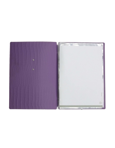 OUTLET - Porta menu in vera pelle rigenerata - formato 16,5x23,1 cm (GOLFO) - colore viola - 2 buste