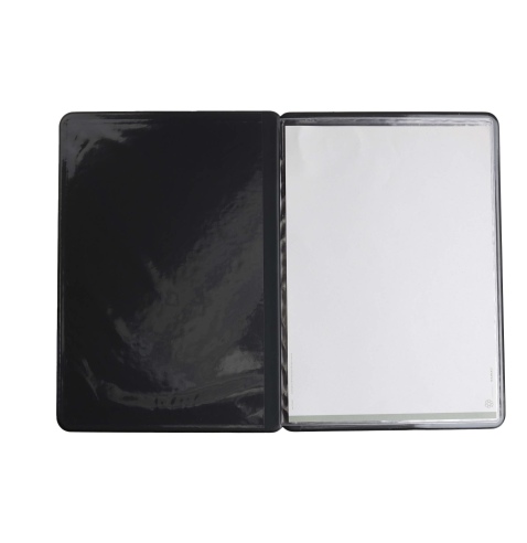 OUTLET - Porta menu in PVC termosaldato - formato A4 - colore nero - 6+2 buste - scritta carta