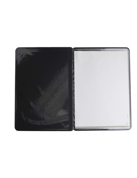 OUTLET - Porta menu in PVC termosaldato - formato A4 - colore nero - 6+2 buste - scritta carta