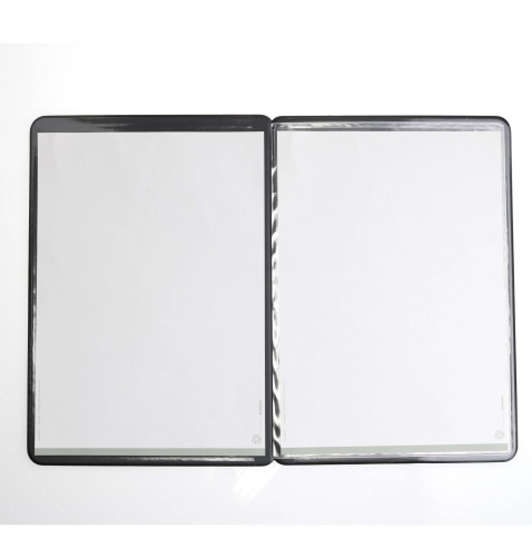OUTLET - Porta menu in PVC termosaldato - formato A4 - colore nero - 6+2 buste - scritta carta