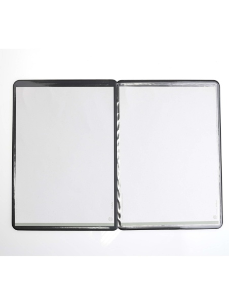 OUTLET - Porta menu in PVC termosaldato - formato A4 - colore nero - 6+2 buste - scritta carta