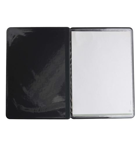 OUTLET - Porta menu in PVC termosaldato - formato A4 - colore nero - 6+2 buste - scritta vinos