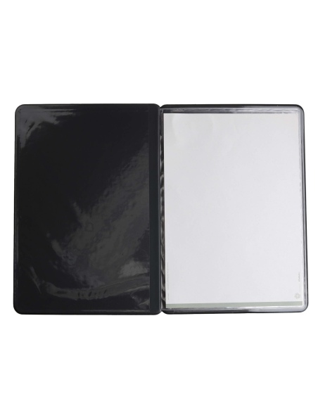 OUTLET - Porta menu in PVC termosaldato - formato A4 - colore nero - 6+2 buste - scritta vinos