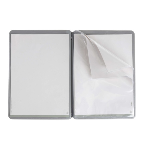 OUTLET - Porta menu in PVC termosaldato - formato A4 - colore grigio - scritta vini - solo elastico