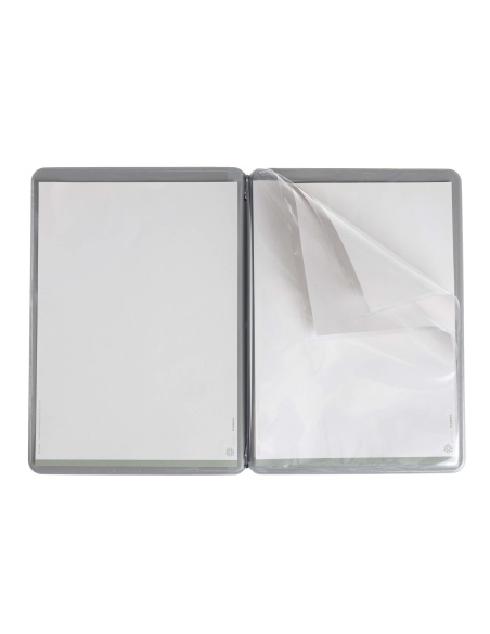 OUTLET - Porta menu in PVC termosaldato - formato A4 - colore grigio - scritta vini - solo elastico