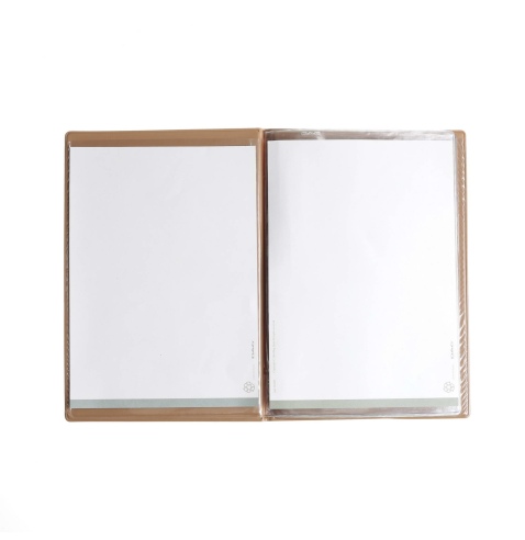 OUTLET - Porta menu in PVC termosaldato - formato GOLFO - colore senape - 4+2 buste - scritta vini