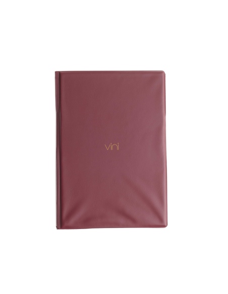 OUTLET - Porta menu in PVC termosaldato - formato GOLFO - colore vinaccia - 4+2 buste - scritta vini
