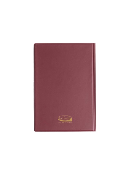 OUTLET - Porta menu in PVC termosaldato - formato GOLFO - colore vinaccia - 4+2 buste - scritta vini