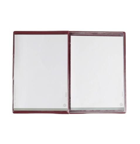 OUTLET - Porta menu in PVC termosaldato - formato GOLFO - colore vinaccia - 4+2 buste - scritta vini