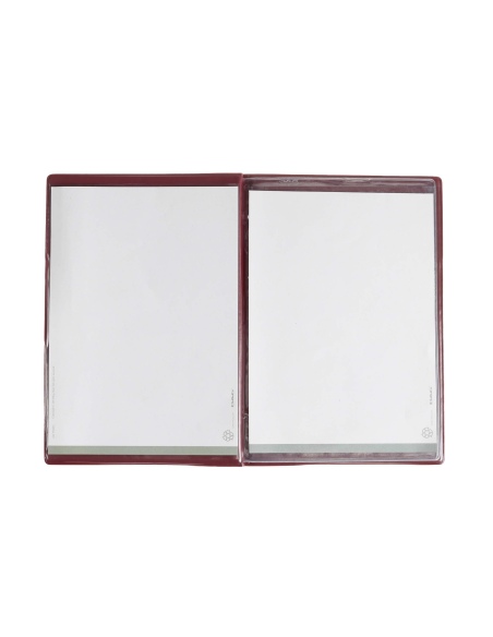 OUTLET - Porta menu in PVC termosaldato - formato GOLFO - colore vinaccia - 4+2 buste - scritta vini
