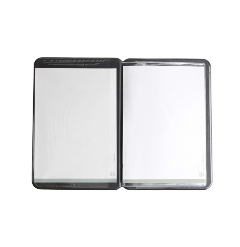 OUTLET - Porta menu in PVC termosaldato - formato GOLFO - colore nero - 6+2 buste - scritta vinos