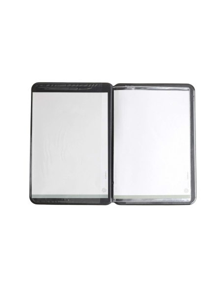 OUTLET - Porta menu in PVC termosaldato - formato GOLFO - colore nero - 6+2 buste - scritta vinos