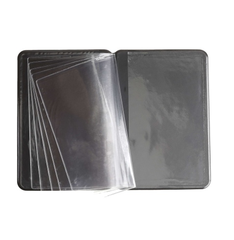 OUTLET - Porta menu in PVC termosaldato - formato GOLFO - colore nero - 6+2 buste - scritta vinos