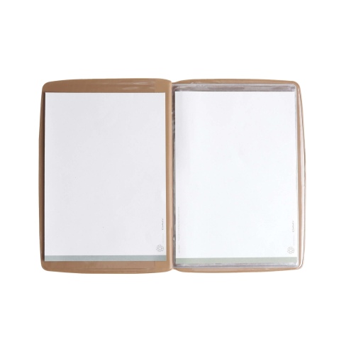 OUTLET - Porta menu in PVC termosaldato - formato GOLFO - colore senape - 6+2 buste - scritta vini