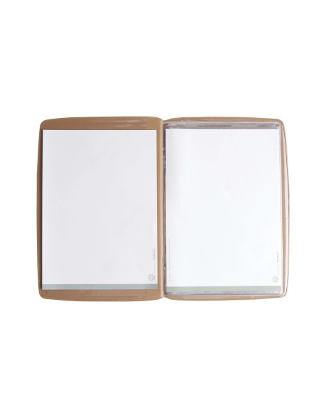 OUTLET - Porta menu in PVC termosaldato - formato GOLFO - colore senape - 6+2 buste - scritta vini