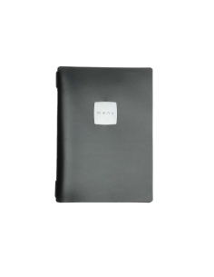 OUTLET - Porta menu in vera pelle rigenerata - formato 16,5x23,1 cm (GOLFO) - colore nero - 2 buste