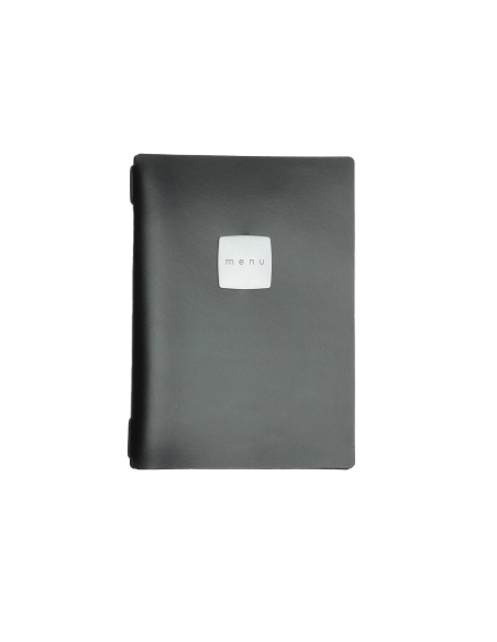 OUTLET - Porta menu in vera pelle rigenerata - formato 16,5x23,1 cm (GOLFO) - colore nero - 2 buste