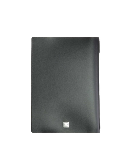 OUTLET - Porta menu in vera pelle rigenerata - formato 16,5x23,1 cm (GOLFO) - colore nero - 2 buste