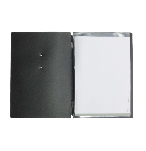 OUTLET - Porta menu in vera pelle rigenerata - formato 16,5x23,1 cm (GOLFO) - colore nero - 2 buste