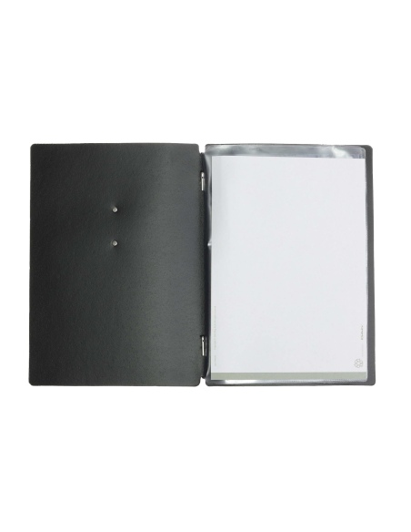 OUTLET - Porta menu in vera pelle rigenerata - formato 16,5x23,1 cm (GOLFO) - colore nero - 2 buste