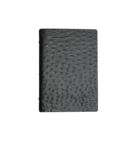 OUTLET - Porta menu in vera pelle rigenerata - formato 16,5x23,1 cm (GOLFO) - colore NERO STRUZZO - 2 buste - senza etichette