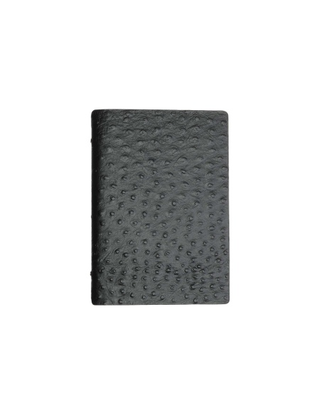 OUTLET - Porta menu in vera pelle rigenerata - formato 16,5x23,1 cm (GOLFO) - colore NERO STRUZZO - 2 buste - senza etichette