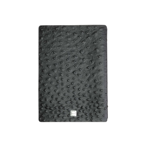 OUTLET - Porta menu in vera pelle rigenerata - formato 16,5x23,1 cm (GOLFO) - colore NERO STRUZZO - 2 buste - senza etichette