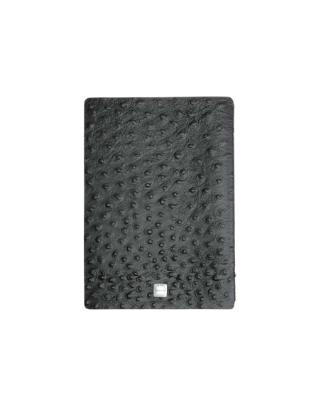 OUTLET - Porta menu in vera pelle rigenerata - formato 16,5x23,1 cm (GOLFO) - colore NERO STRUZZO - 2 buste - senza etichette