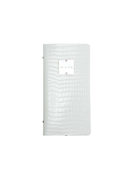 OUTLET - Porta menu in vera pelle rigenerata - formato 12,5x24,1 cm (POPIS) - colore BIANCO KROKO - 2 buste