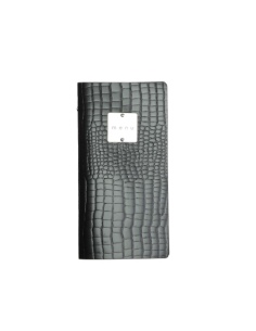 OUTLET - Porta menu in vera pelle rigenerata - formato 12,5x24,1 cm (POPIS) - colore NERO KROKO - 2 buste