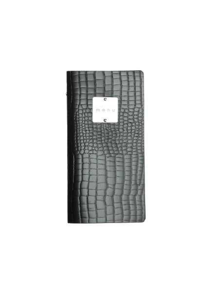OUTLET - Porta menu in vera pelle rigenerata - formato 12,5x24,1 cm (POPIS) - colore NERO KROKO - 2 buste