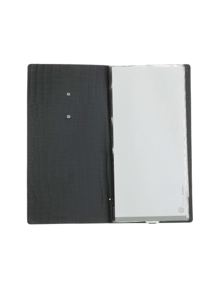 OUTLET - Porta menu in vera pelle rigenerata - formato 12,5x24,1 cm (POPIS) - colore NERO KROKO - 2 buste