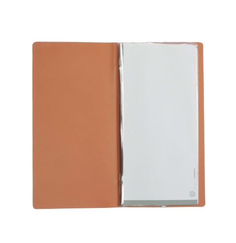 OUTLET - Porta menu in vera pelle rigenerata - formato 12,5x24,1 cm (POPIS) - colore arancio - 2 buste - senza etichette