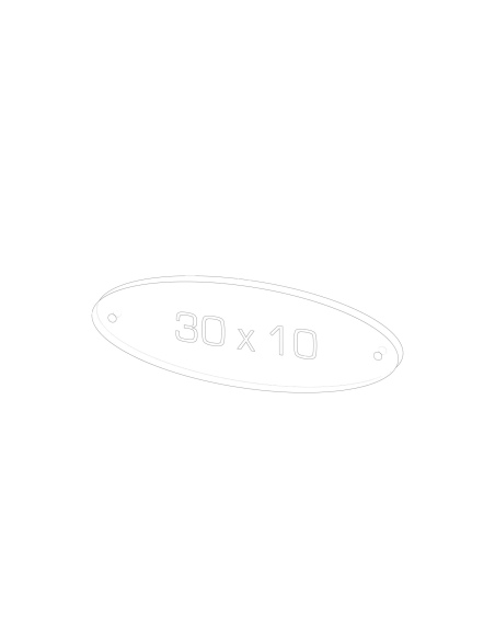 OUTLET - TARGA PLEXI 30x10 cm ovale - 2 fori - sp. 10 cm